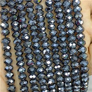 Natural Terahertz Stone Beads Faceted Rondelle, approx 2x3mm