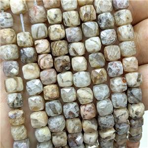 Natural Feldspar Jasper Beads Faceted Cube, approx 6-8mm