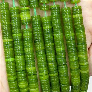 Olive Jade Heishi Beads Dye, approx 1x6mm