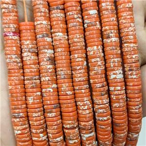 Orange Imperial Jasper Heishi Space Beads Dye, approx 1x6mm