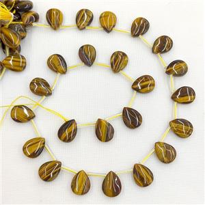 Natural Tiger Eye Stone Teardrop Beads Smooth Topdrilled, approx 10-14mm