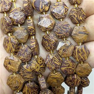 Oak Jasper Hexagon Beads, approx 12mm