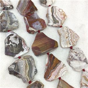 Natural Mexican Crazy Lace Agate Slice Beads Freeform, approx 30-45mm