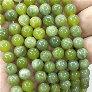 Chinese Green Nephrite Jade Beads Smooth Round, approx 8mm