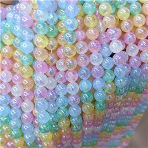 Natural Selenite Beads Multicolor Dye Smooth Round Electroplated, approx 10mm