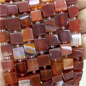 Red Stripe Agate Cube Beads Dye, approx 8mm