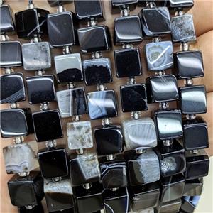 Black Stripe Agate Cube Beads Dye, approx 8mm