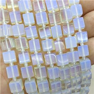 White Opalite Cube Beads, approx 8mm