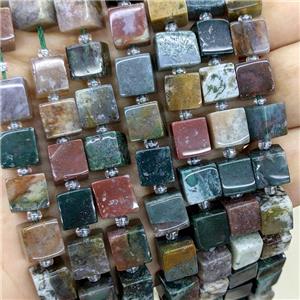 Natural Indian Agate Cube Beads Multicolor, approx 8mm