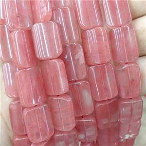 Pink Synthetic Quartz Rectangle Beads, approx 13-18mm