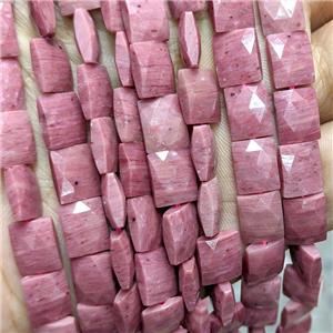 Natural Pink Wood Lace Jasper Beads Faceted Rectangle, approx 8-10mm