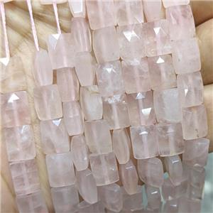 Natural Pink Rose Quartz Beads Faceted Rectangle, approx 8-10mm