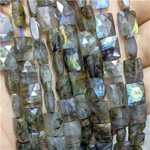 Natural Labradorite Beads Faceted Rectangle, approx 8-10mm