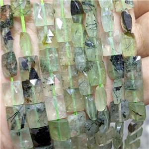 Natural Green Prehnite Beads Faceted Rectangle, approx 8-10mm