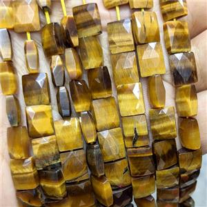 Natural Tiger Eye Stone Beads Faceted Rectangle, approx 8-10mm