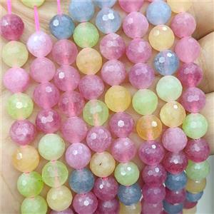 Jade Beads Dye faceted Round Mix Color, approx 8mm