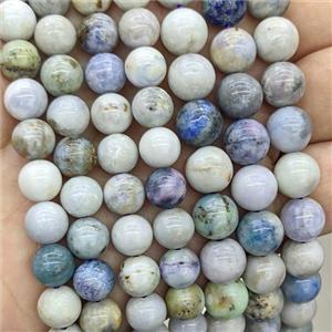 Natural Ore-Sodalite Beads Blue Purple Smooth Round, approx 10mm