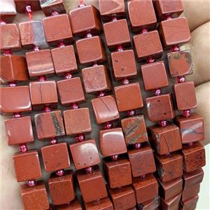 Natural Red Jasper Cube Beads, approx 8mm