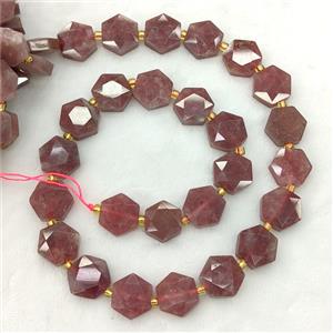 Red Tourmaline Hexagon Beads, approx 12-13mm