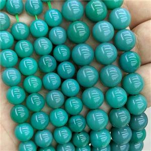 Natural Agate Agate Beads Smooth Round Green Dye, approx 6mm