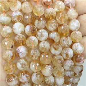 Natural Yellow Citrine Beads Faceted Round, approx 10mm