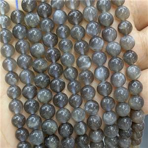 Natural Black Moonstone Beads Smooth Round, approx 6mm