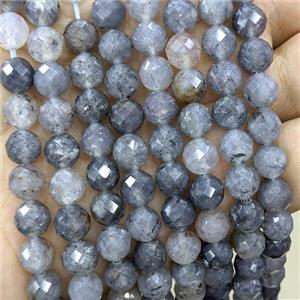 Natural Gray Sesame Crystal Quartz Beads Faceted Round, approx 8mm