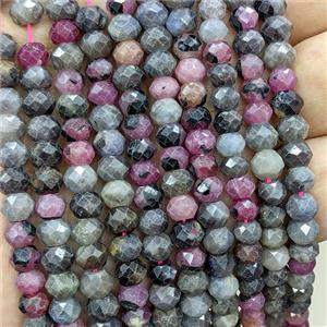 Natural Ruby And Sapphire Beads Faceted Rondelle, approx 4x6mm