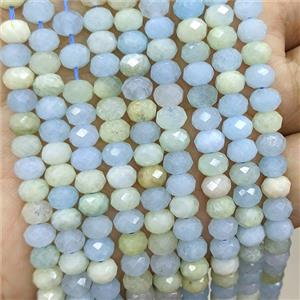 Natural Aquamarine Beads Multicolor Facetd Rondelle, approx 4x6mm