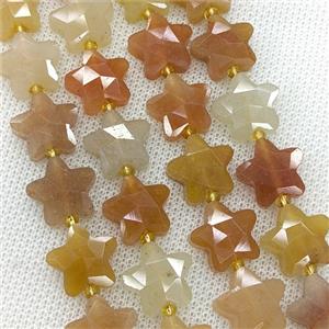 Natural Red Aventurine Star Beads Faceted, approx 14mm