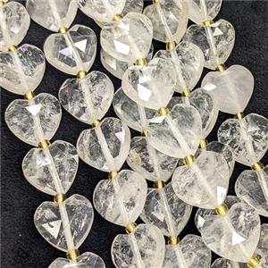 Natural Clear Crystal Quartz Heart Beads Faceted, approx 14mm