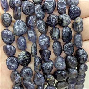 Natural Iolite Chips Tumbled Beads Inkblue Freeform, approx 10-12mm