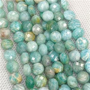 Natural Green Amazonite Beads Faceted Coin, approx 8mm