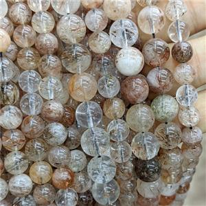 Natural Black Golden Super7 Rutilated Quartz Beads Smooth Round, approx 6mm