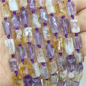 Natural Amethyst And Citrine Tube Beads, approx 7-14mm