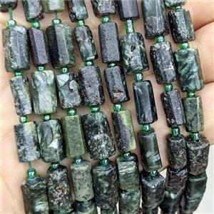 Natural Green Charoite Tube Beads, approx 7-14mm