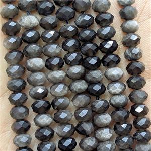 Natural Silver Obsidian Beads Faceted Rondelle, approx 4x6mm