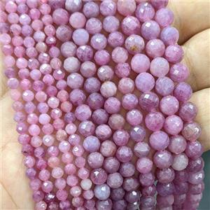 Natural Ruby Beads AA-Grade Red Faceted Round, approx 5mm