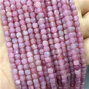 Natural Ruby Beads AA-Grade Red Faceted Cube, approx 4mm