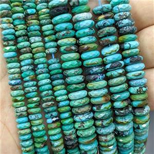 Natural Chinese Hubei Turquoise Spacer Beads Green Faceted Heishi, approx 3x8mm
