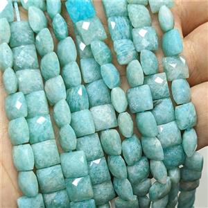 Natural Green Amazonite Beads Faceted Square, approx 8mm
