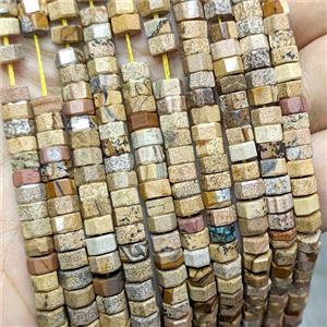 Natural Picture Jasper Hexagon Beads, approx 6mm