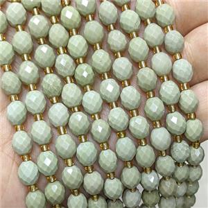 Natural Chinese Alashan Agate Beads Green Alxa Faceted Rice, approx 6-8mm