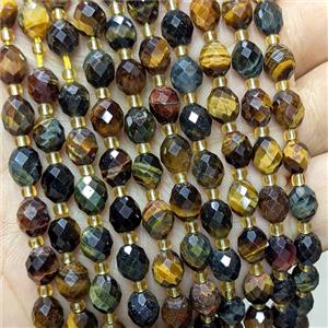 Tiger Eye Stone Beads Multicolor Faceted Rice, approx 6-8mm