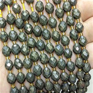 Natural Pyrite Beads Faceted Rice, approx 6-8mm