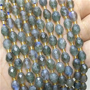 Natural Labradorite Beads Faceted Rice, approx 6-8mm