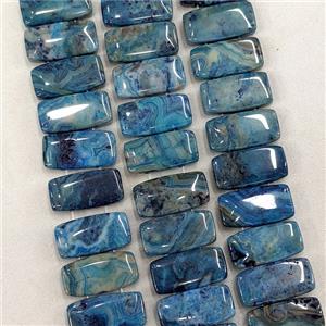 Natural Crazy Lace Agate Beads Two Holes Rectangle Blue Dye, approx 10-20mm, 39pcs per st