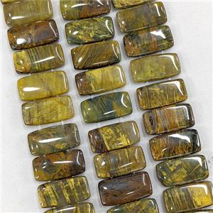 Natural Tiger Eye Stone Beads Two Holes Rectangle, approx 10-20mm, 39pcs per st