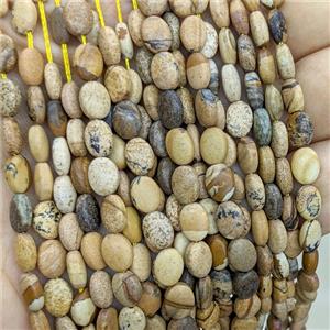 Natural Picture Jasper Oval Beads, approx 6-8mm