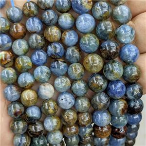 Natural Kyanite Beads Blue Golden Smooth Round, approx 8mm